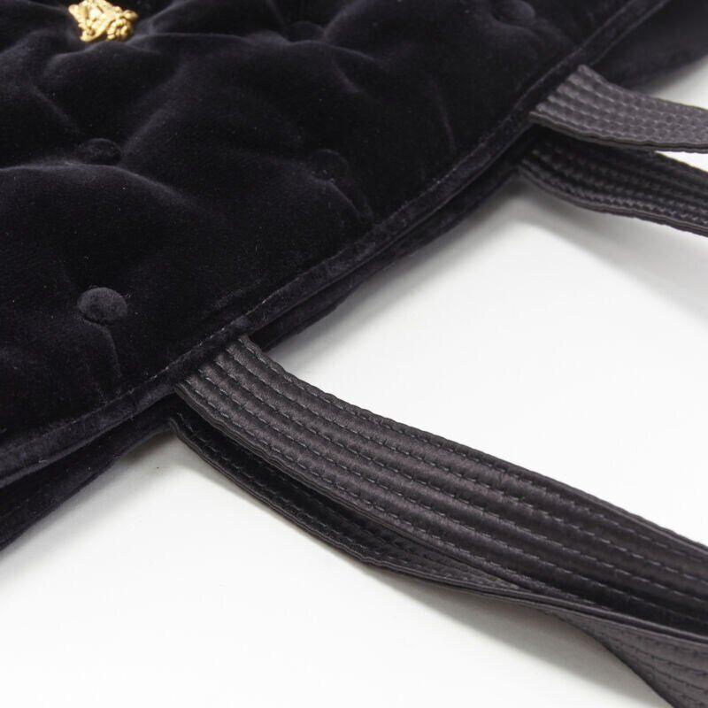 VERSACE Runway Pillow Talk black velvet quilted foldover clutch tote bag For Sale 6