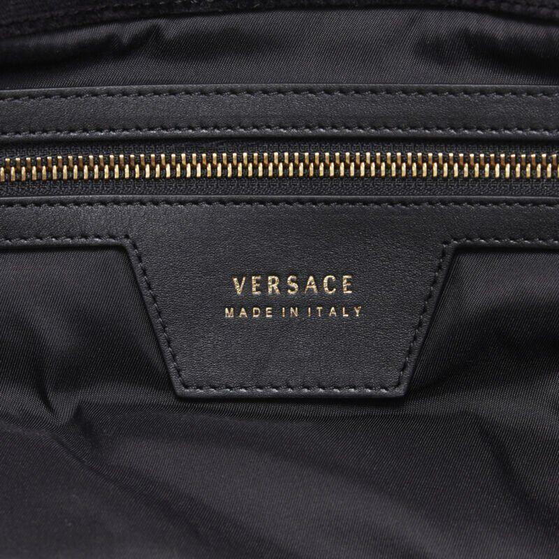 VERSACE Runway Pillow Talk black velvet quilted foldover clutch tote bag For Sale 7