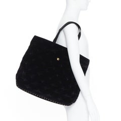 VERSACE Runway Pillow Talk black velvet quilted foldover clutch tote bag