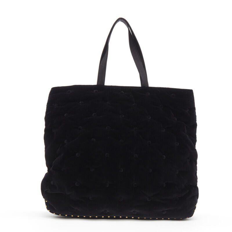 VERSACE Runway Pillow Talk black velvet quilted foldover clutch tote bag For Sale 1