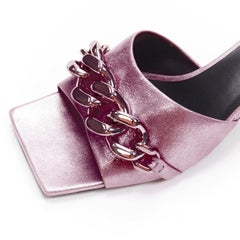 VERSACE Runway pink chunky chain metallic kitten comma heel sandals EU38