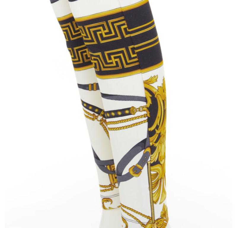 VERSACE Runway Rodeo Barocco black gold harness legging pants IT36 XXS For Sale 2