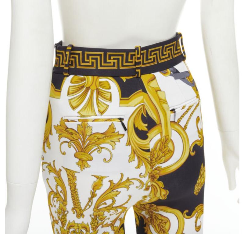 VERSACE Runway Rodeo Barocco black gold harness legging pants IT36 XXS For Sale 3