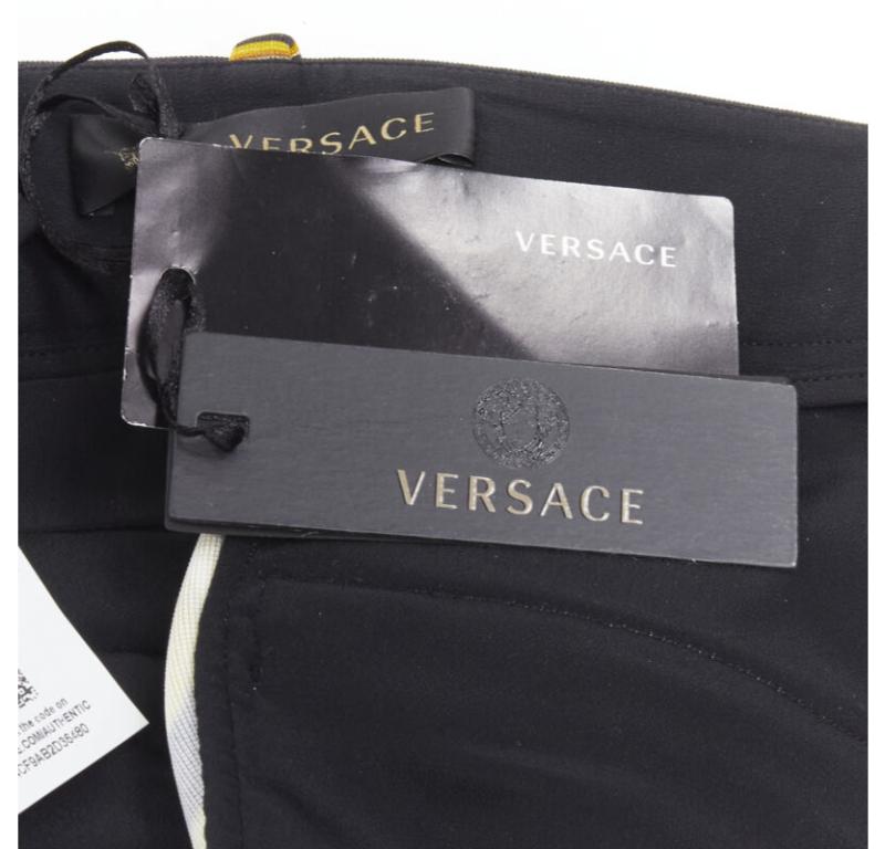 VERSACE Runway Rodeo Barocco black gold harness legging pants IT36 XXS For Sale 4