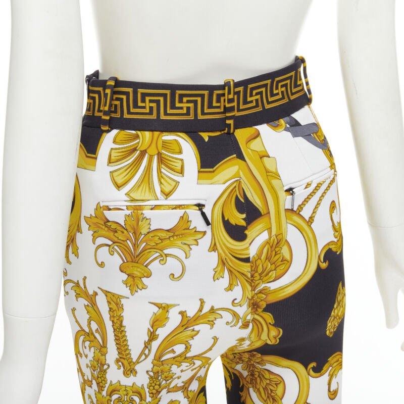 VERSACE Runway Rodeo Barocco black gold harness legging pants IT38 XS For Sale 2