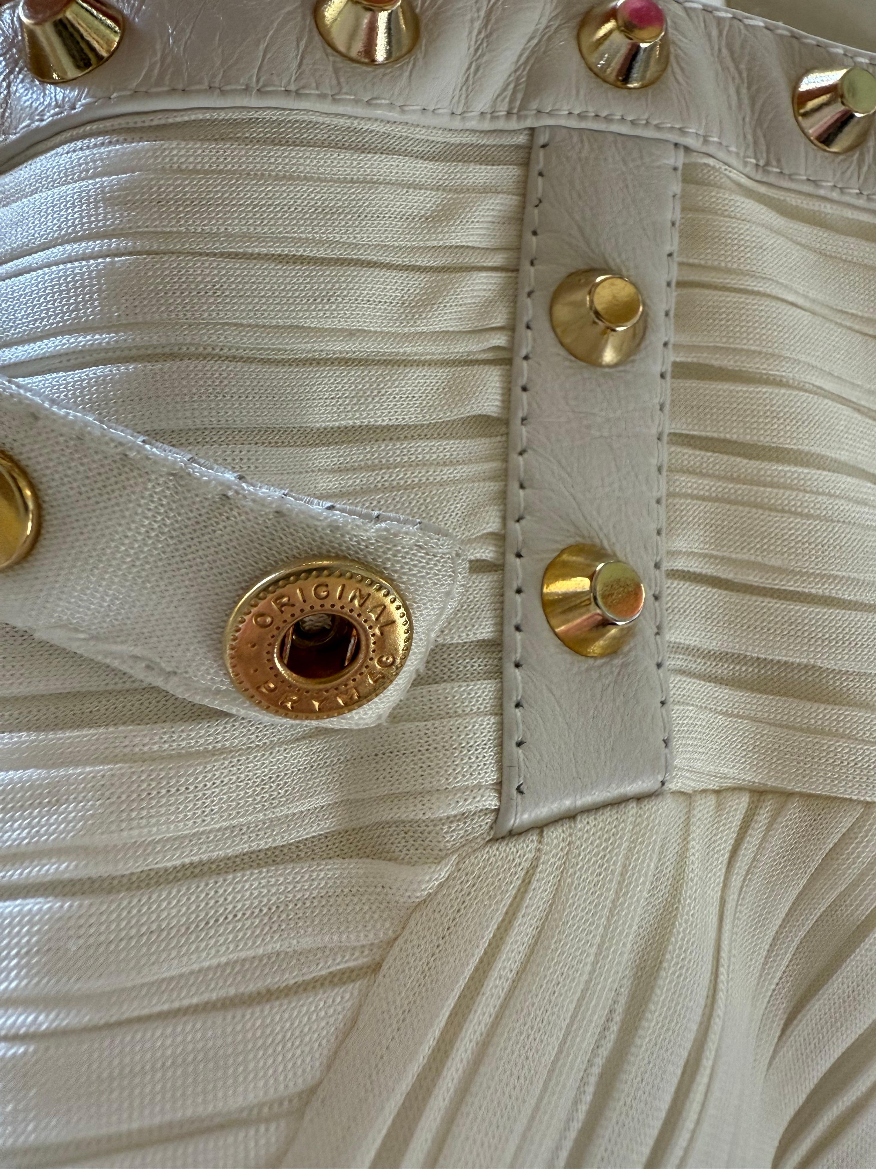 VERSACE Runway S/S 2012 Stud & Leather Embellished Off-White Mini Dress 7