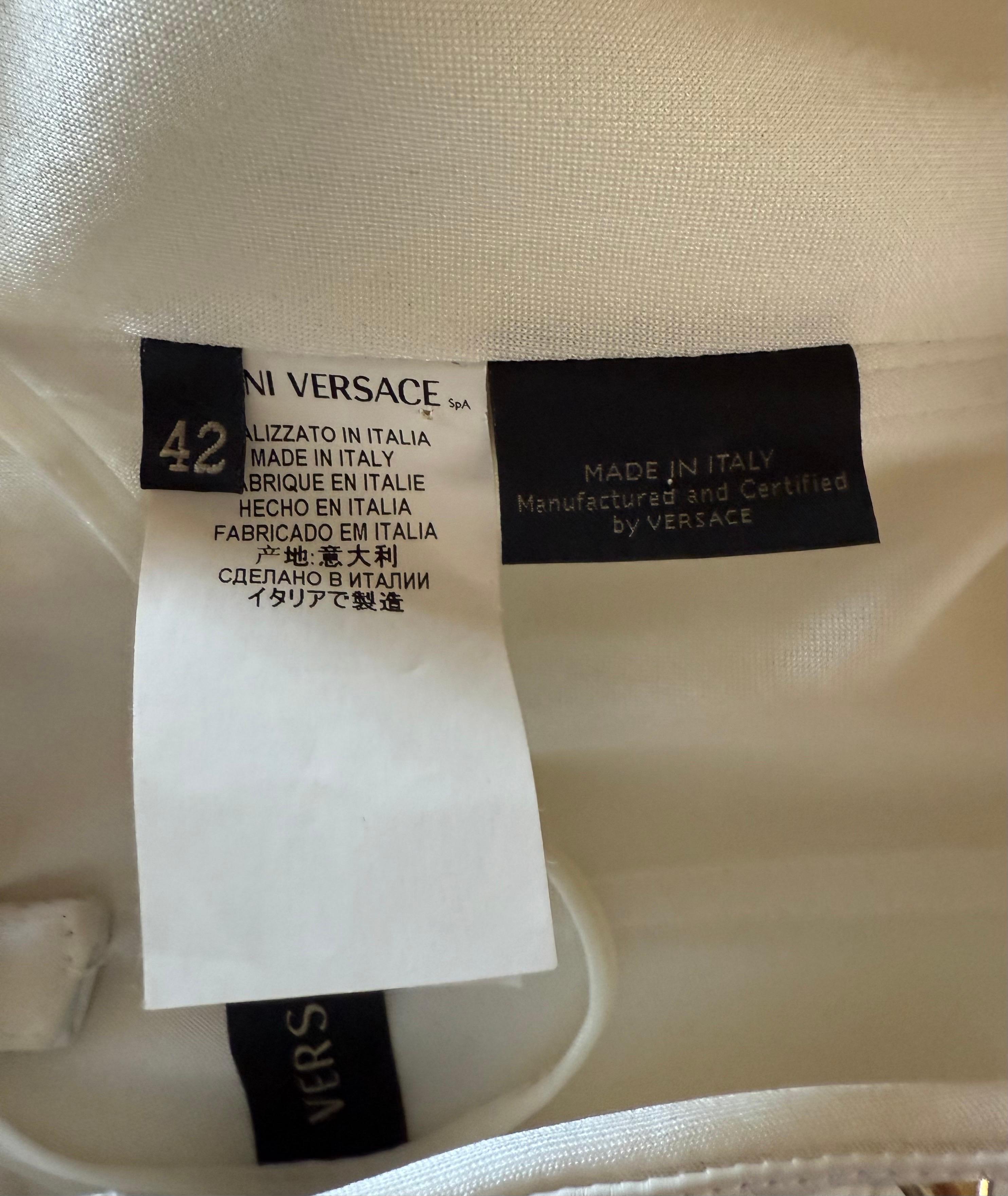VERSACE Runway S/S 2012 Stud & Leather Embellished Off-White Mini Dress For Sale 12