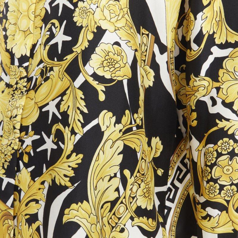 VERSACE Runway Savage Barocco black gold Greca baroque silk shirt IT44 L For Sale 5