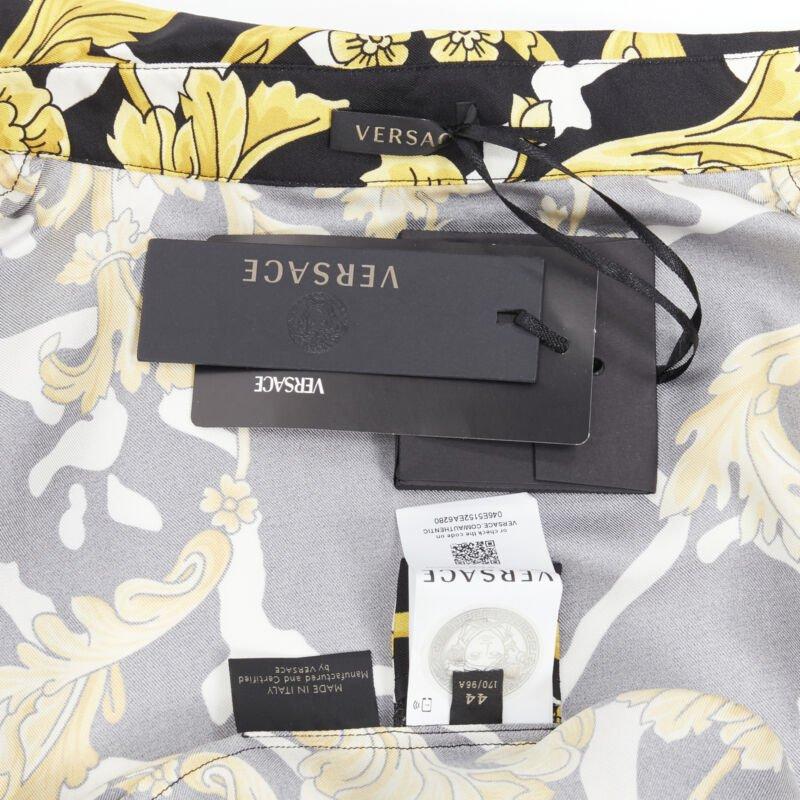 VERSACE Runway Savage Barocco black gold Greca baroque silk shirt IT44 L For Sale 6