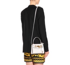 Versace Runway Spring 2018 Small White Leather Icon Top Handle Bag with Strap