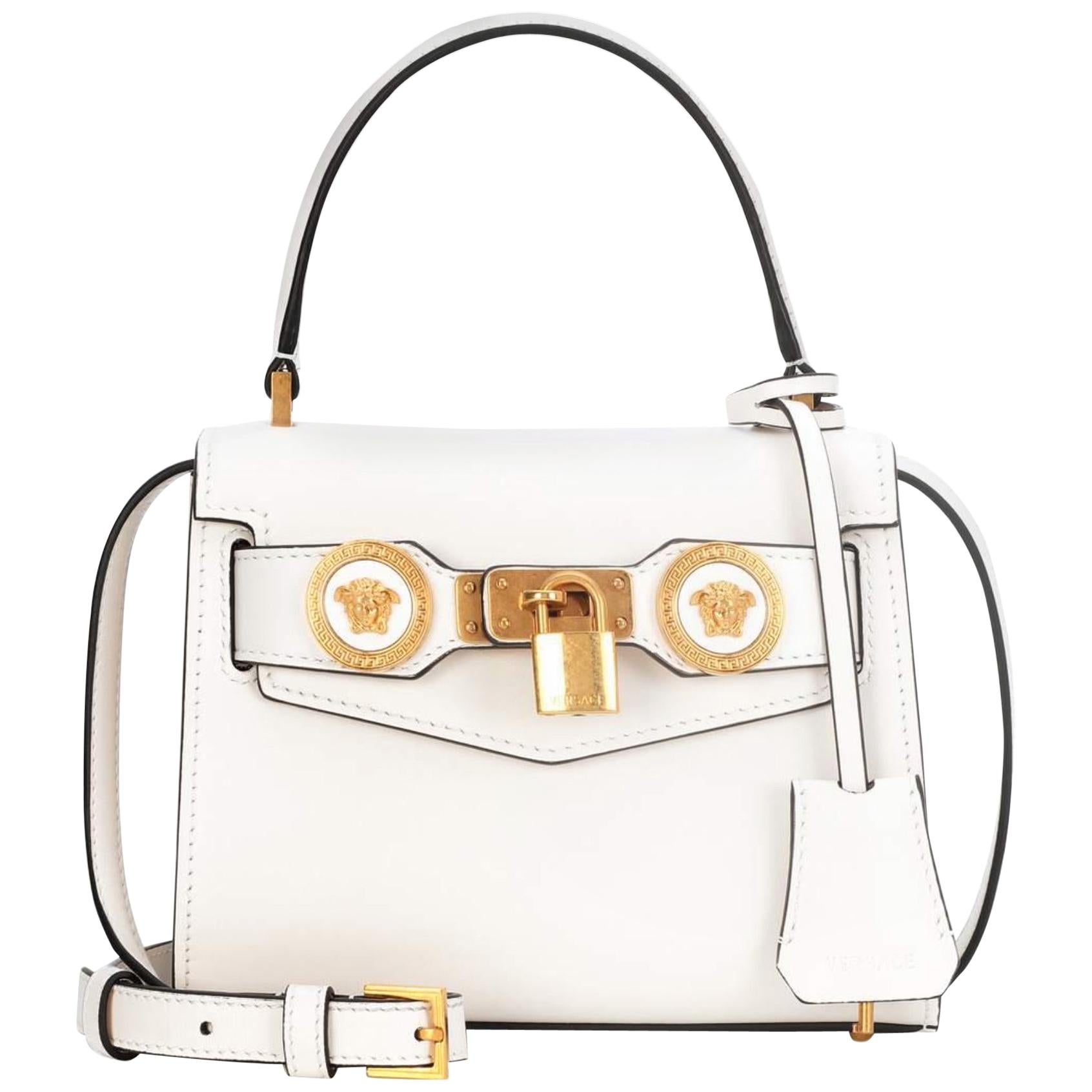 Versace Runway Spring 2018 Small White Leather Icon Top Handle Bag with  Strap at 1stDibs