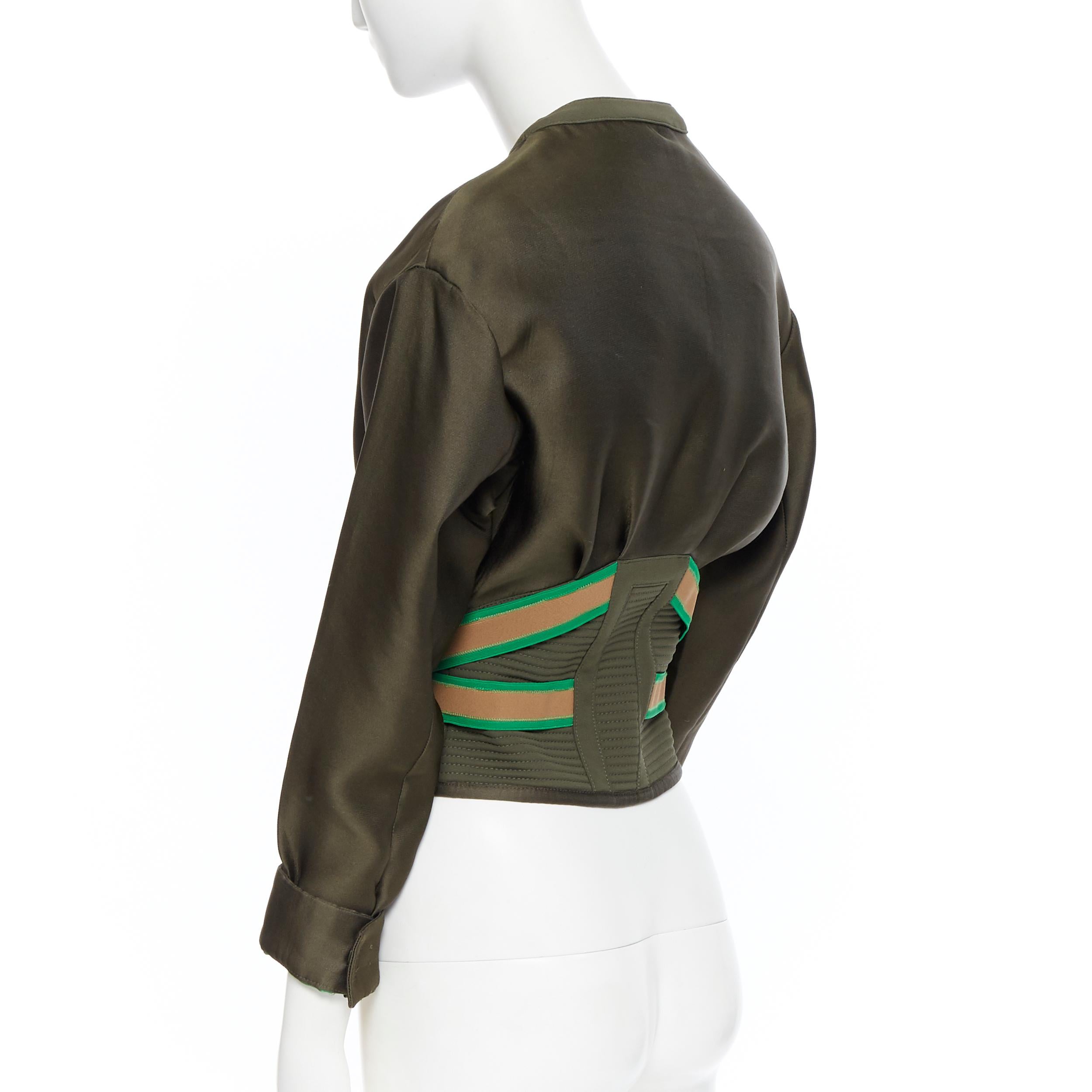 VERSACE Runway SS17 polyester silk Medusa buckle belt waist cropped bomber IT38 In Excellent Condition In Hong Kong, NT