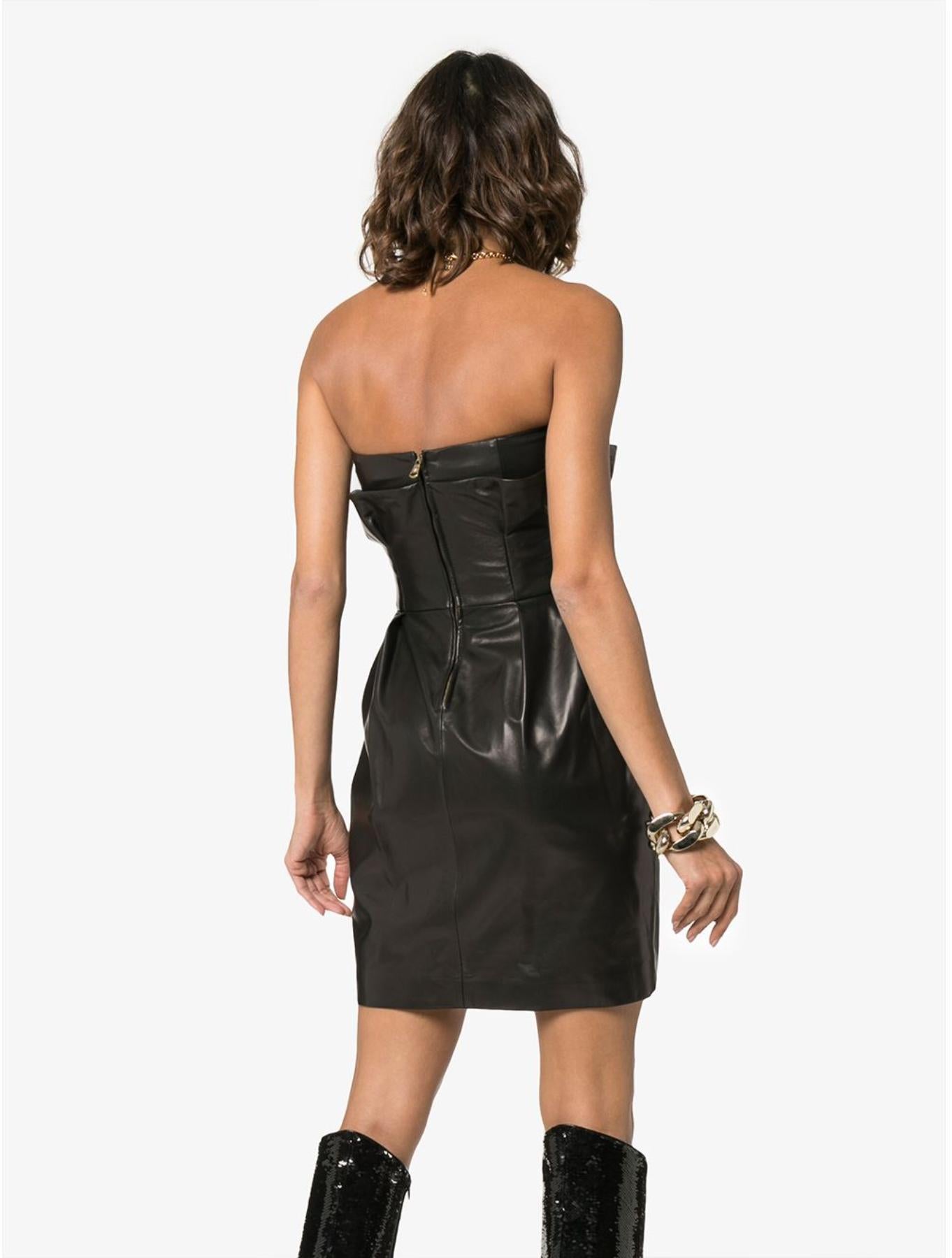 versace black leather dress