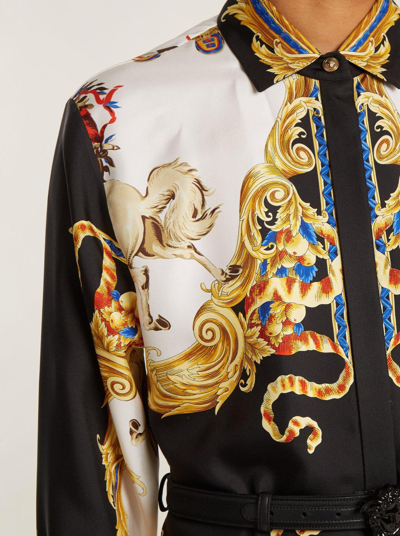 Beige Versace Runway Tribute Collection Native American Long Sleeve Silk Dress Size 38