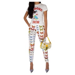 Jeans Versace P/E 1995 con l'iconica stampa a farfalla dell'arcobaleno