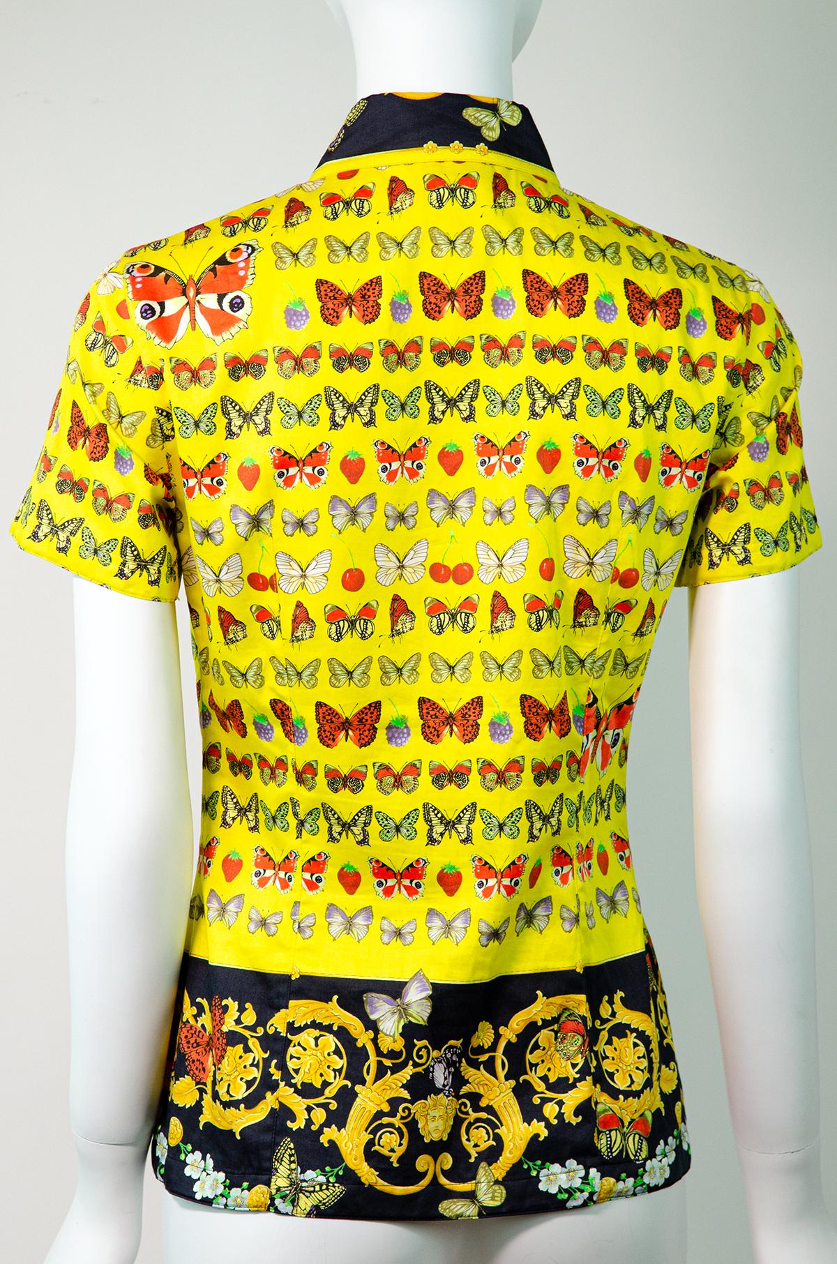 Women's VERSACE S/S 1995 Vintage Iconic Butterfly Print Shirt For Sale