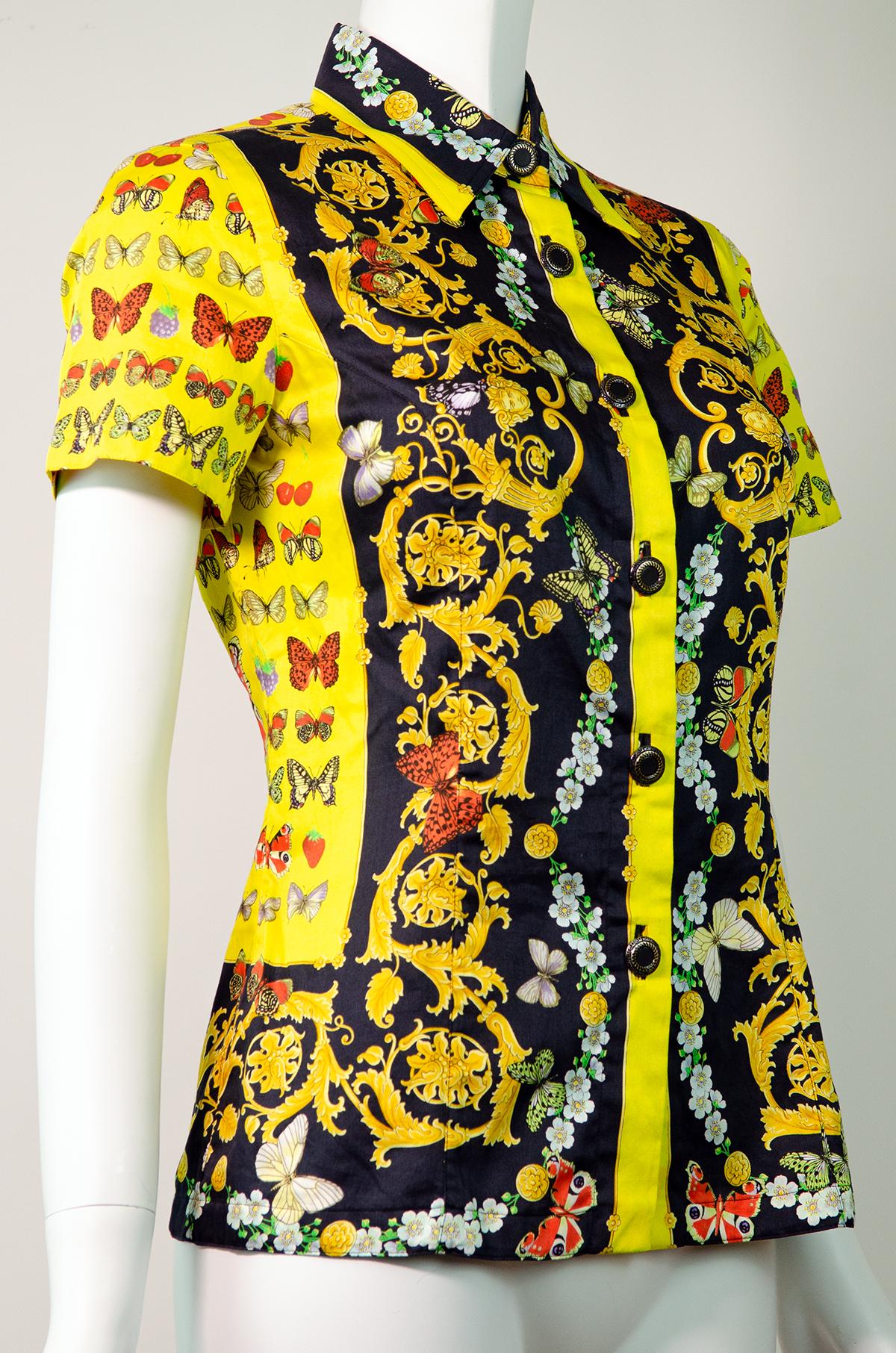 VERSACE S/S 1995 Vintage Iconic Butterfly Print Shirt For Sale 1