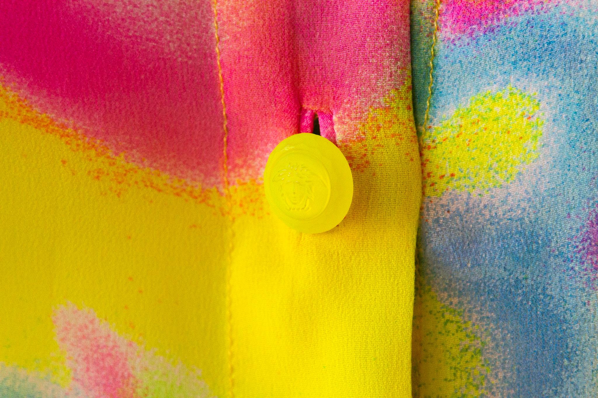 Women's or Men's Versace S/S 1996 Neon Yellow Spray Paint Ensemble For Sale