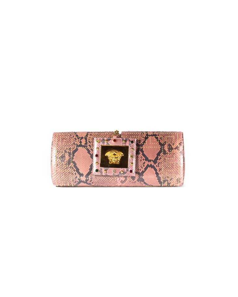 S/S 2000 Gianni Versace Python Pink Convertible Evening Bag and Clutch ...
