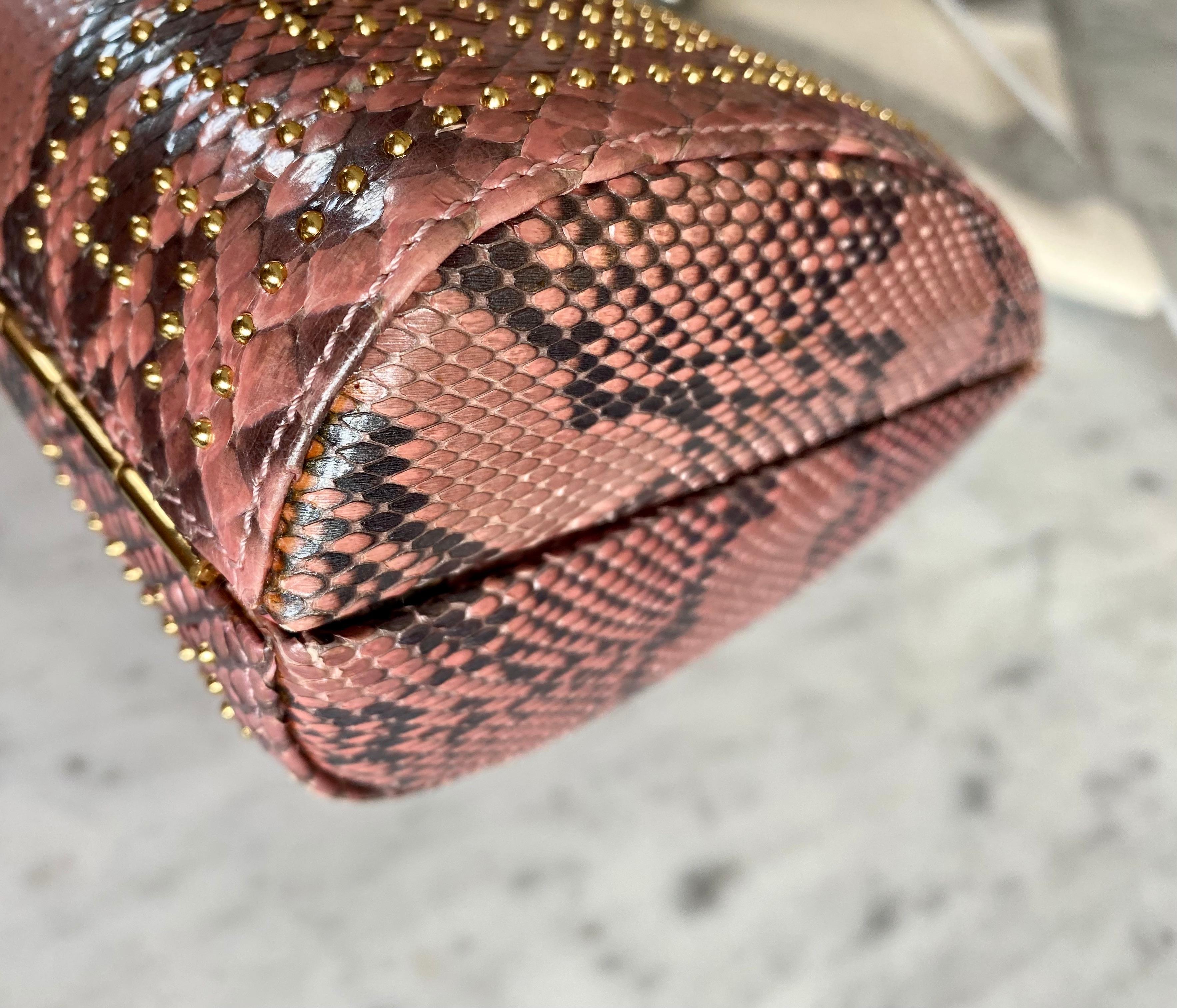 S/S 2000 Gianni Versace Python Pink Convertible Evening Bag & Clutch Donatella For Sale 3