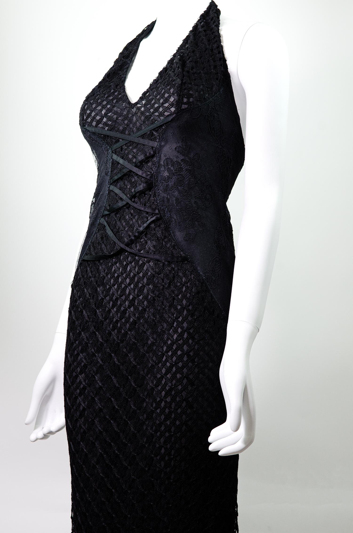 Women's VERSACE S/S 2002 Vintage Sheer Lace Knit Gown  For Sale