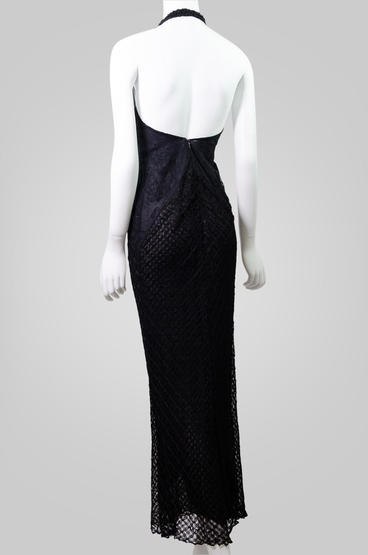 VERSACE S/S 2002 Vintage Sheer Lace Knit Gown  For Sale 1