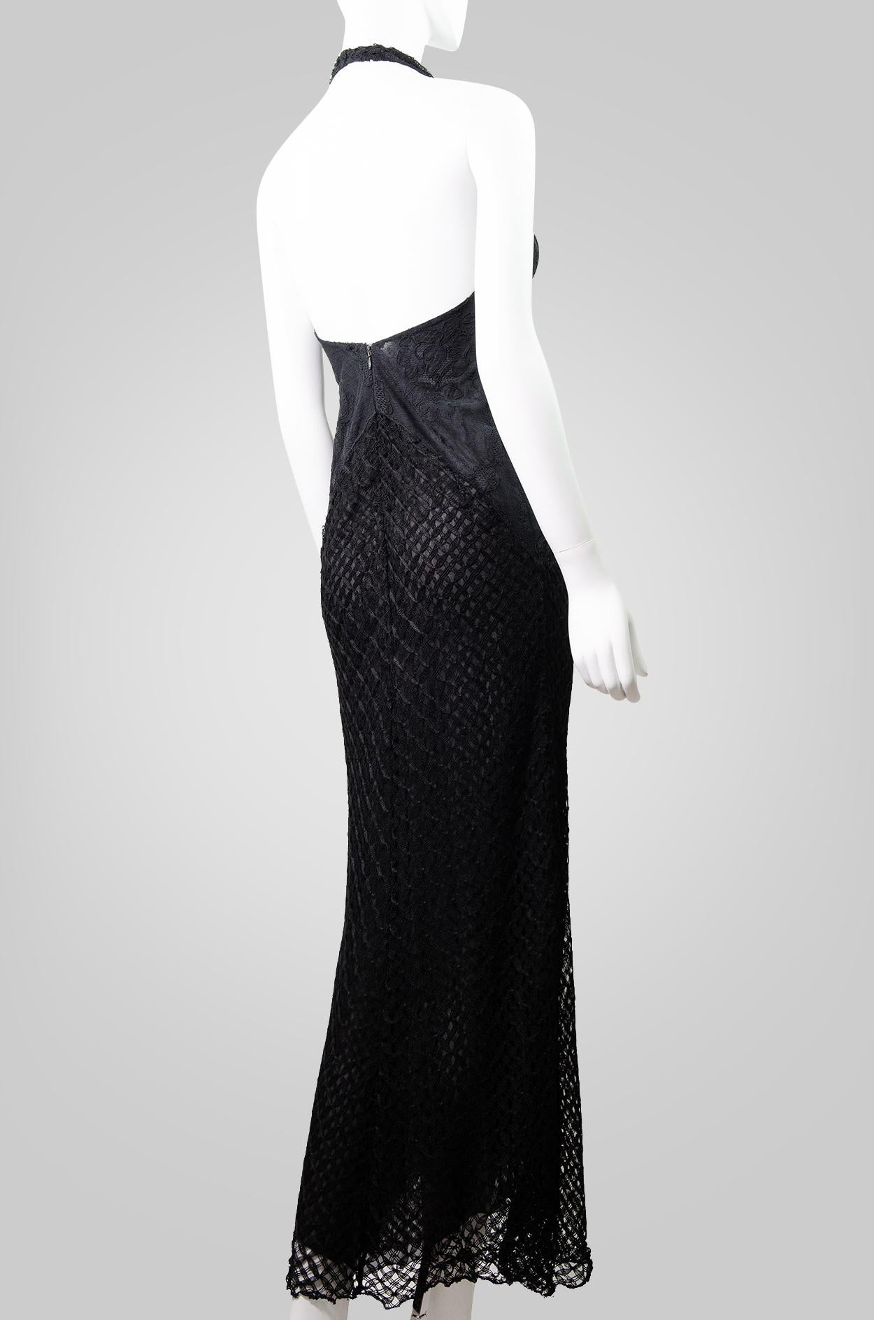 VERSACE S/S 2002 Vintage Sheer Lace Knit Gown  For Sale 3