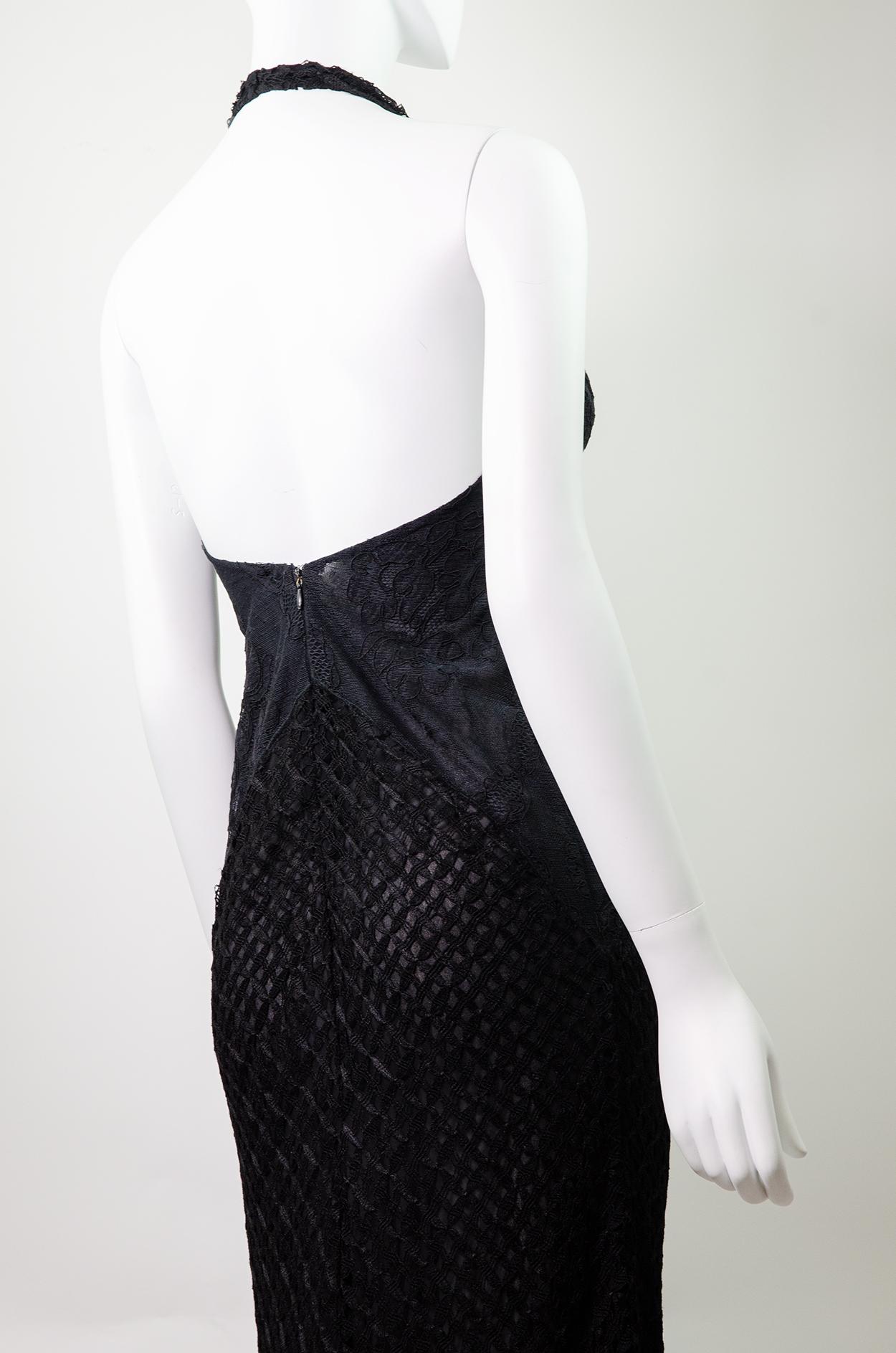 VERSACE S/S 2002 Vintage Sheer Lace Knit Gown  For Sale 4