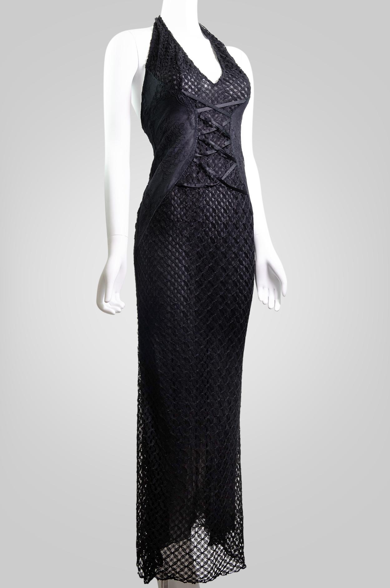 VERSACE S/S 2002 Vintage Sheer Lace Knit Gown  5
