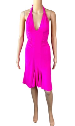 Versace S/S 2004 Plunging Neckline Buckled Backless Midi Dress