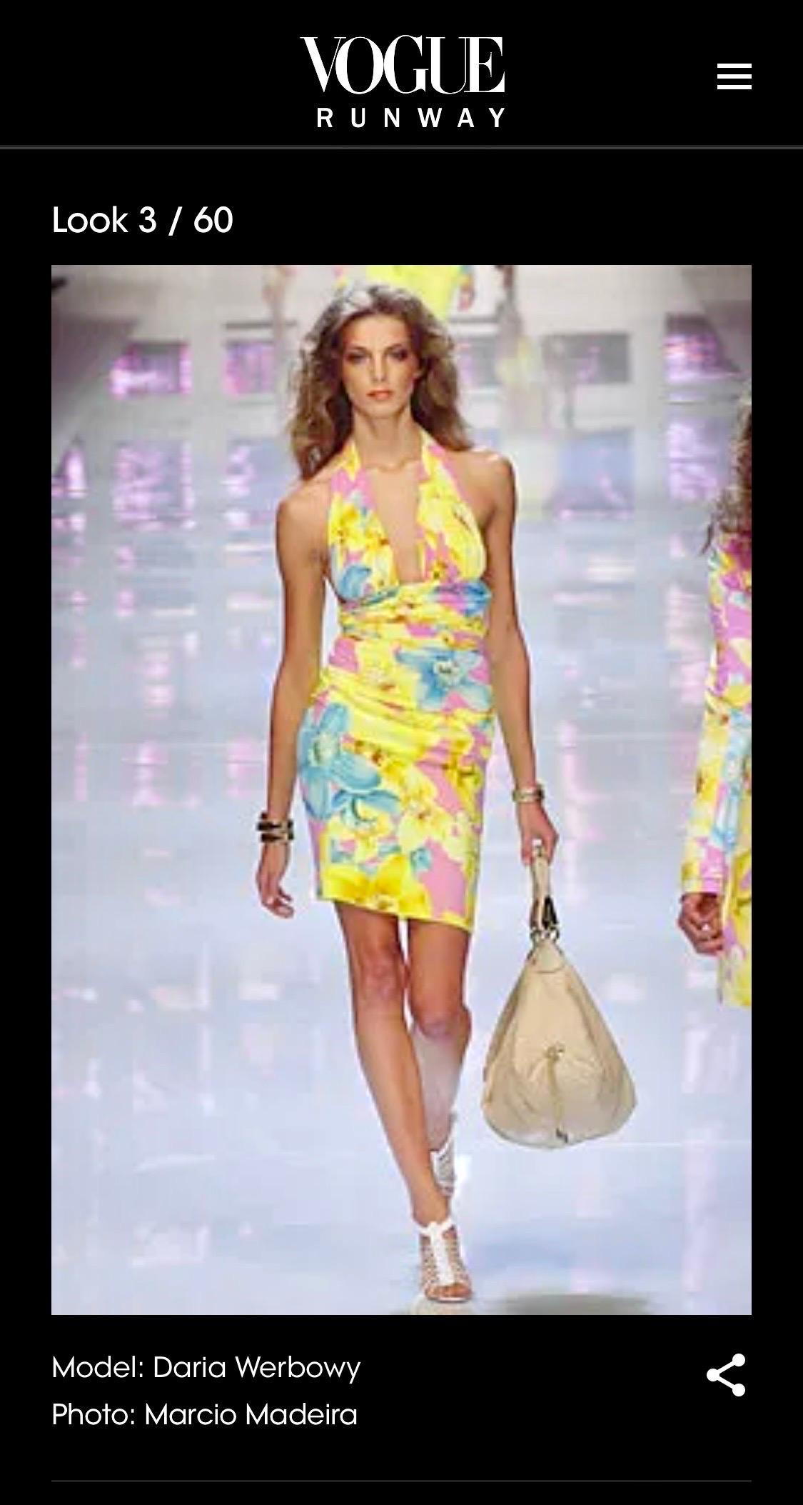 Versace S/S 2004 Runway Floral Print Plunging Top & Skirt Suit 2 Piece Set 4