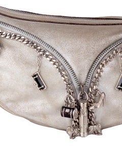 Versace S/S 2004 silver half moon charms bag