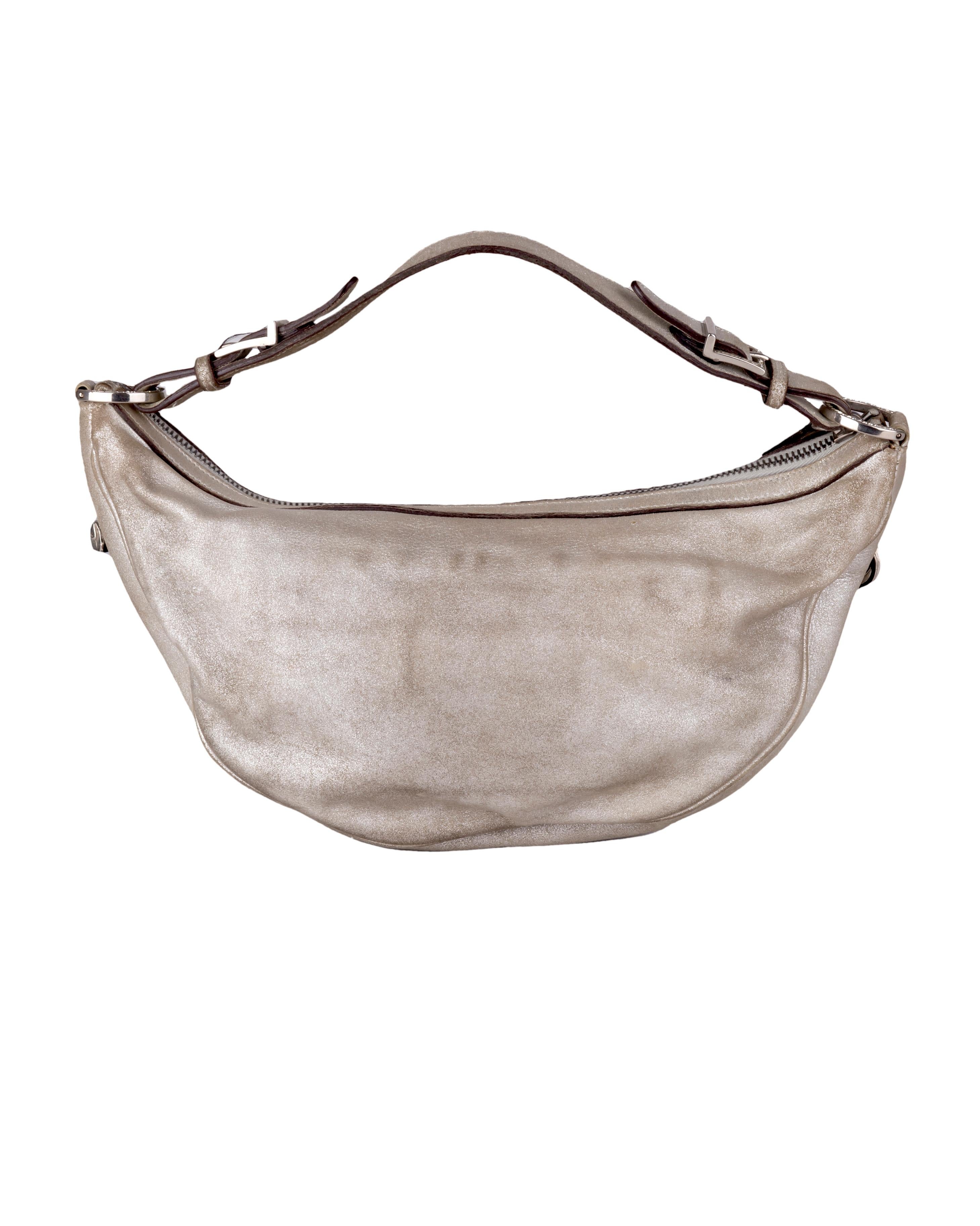 Women's or Men's Versace S/S 2004 silver half moon charms bag 