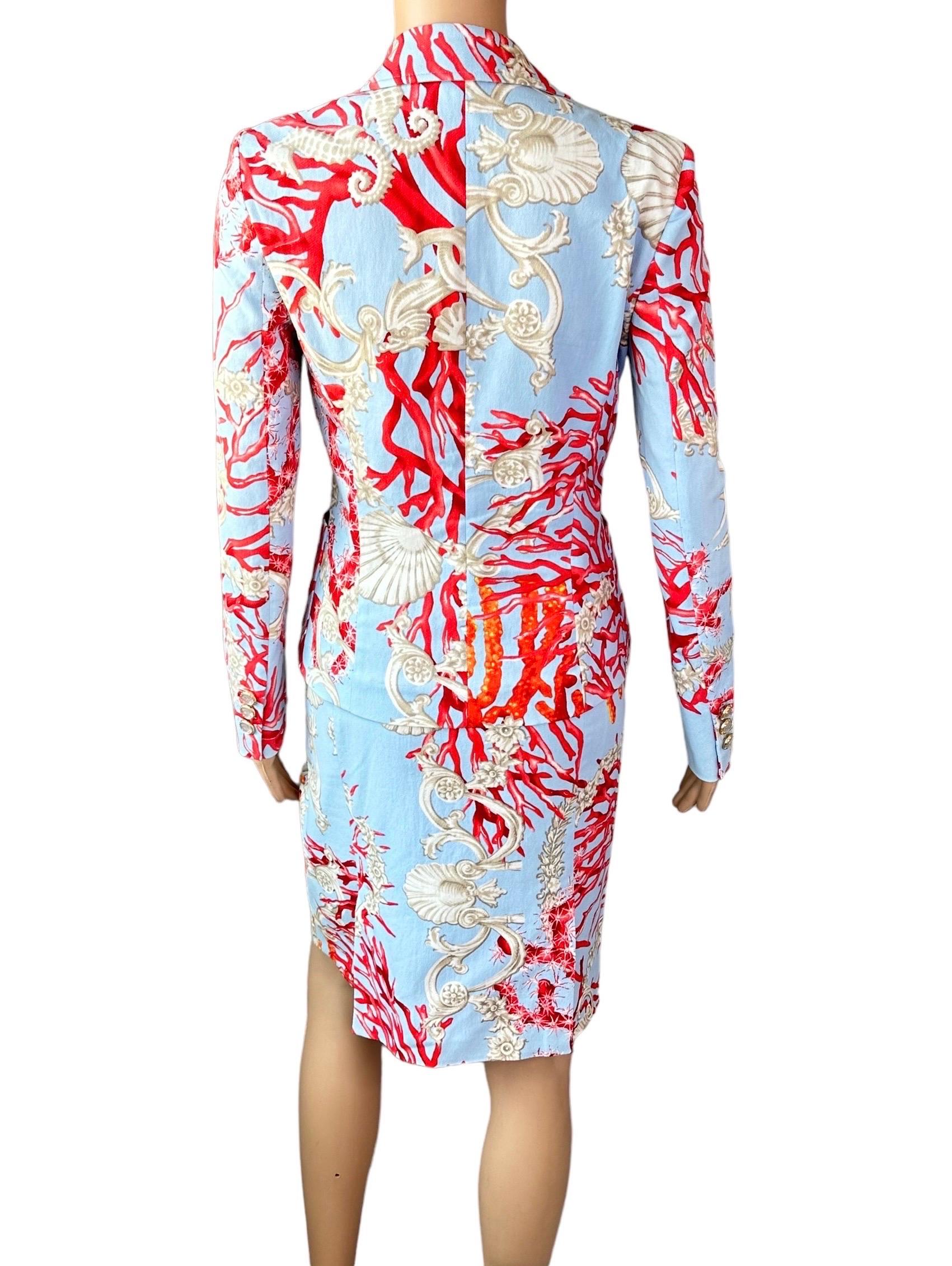 Versace S/S 2005 Blazer Jacket Top & Skirt 2 Piece Set Ensemble In Excellent Condition For Sale In Naples, FL