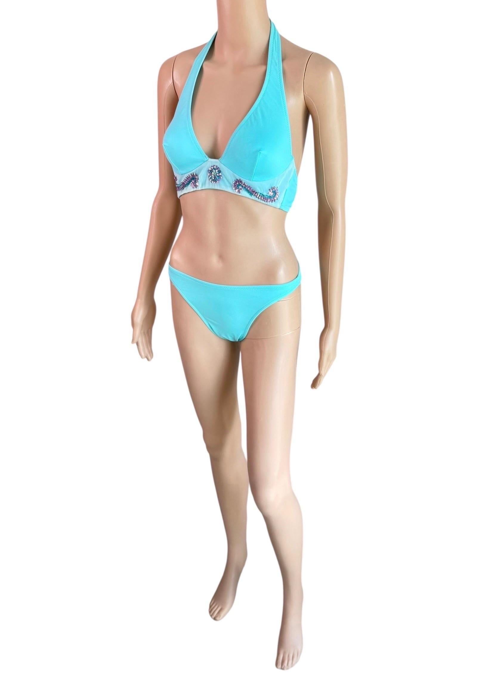Versace S/S 2005 Crystal Embellished Zweiteiliger Bikini Set Badeanzug Bademode im Angebot 5