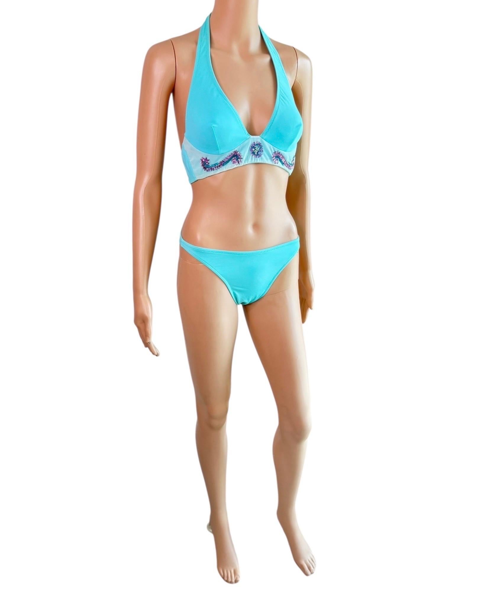 Versace S/S 2005 Crystal Embellished Zweiteiliger Bikini Set Badeanzug Bademode im Angebot 7