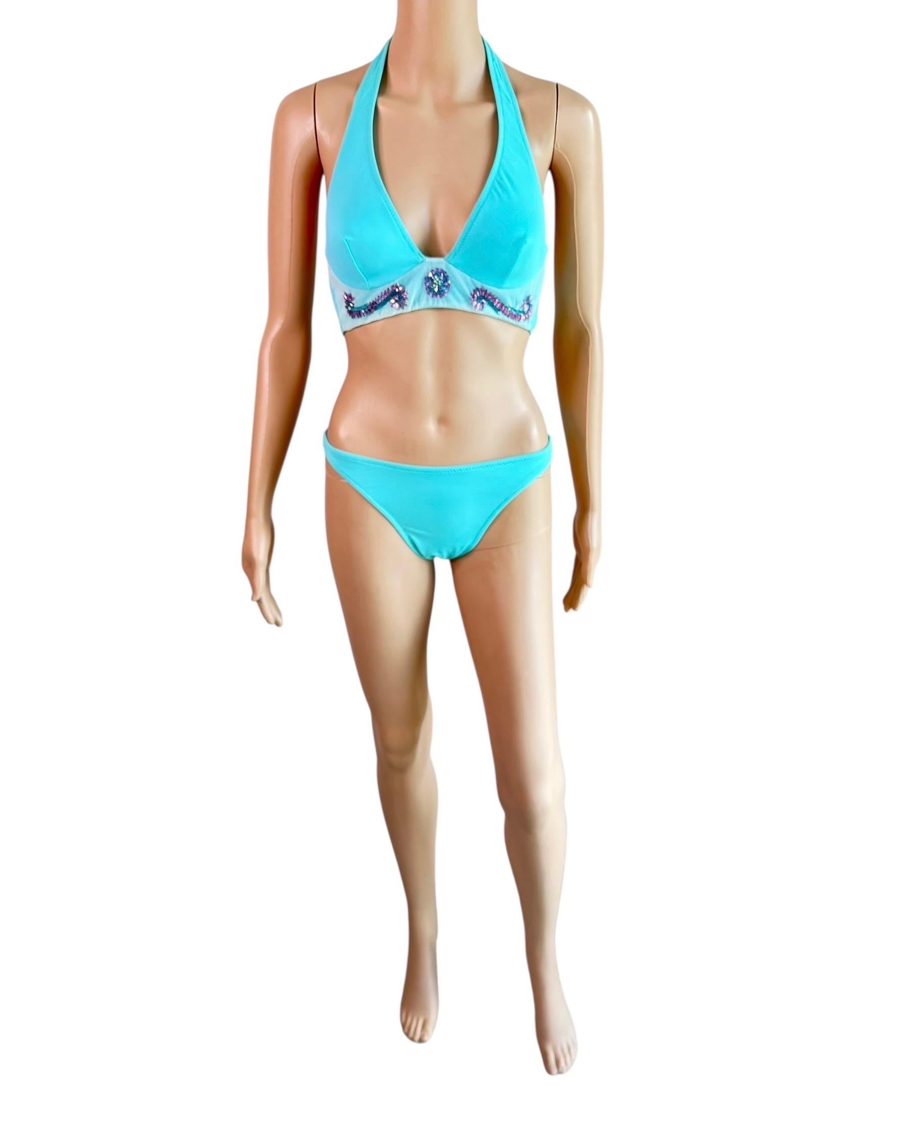 Versace S/S 2005 Crystal Embellished Zweiteiliger Bikini Set Badeanzug Bademode im Angebot 9