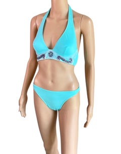 Versace S/S 2005 Crystal Embellished Two-Piece Bikini Set Swimsuit Swimwear