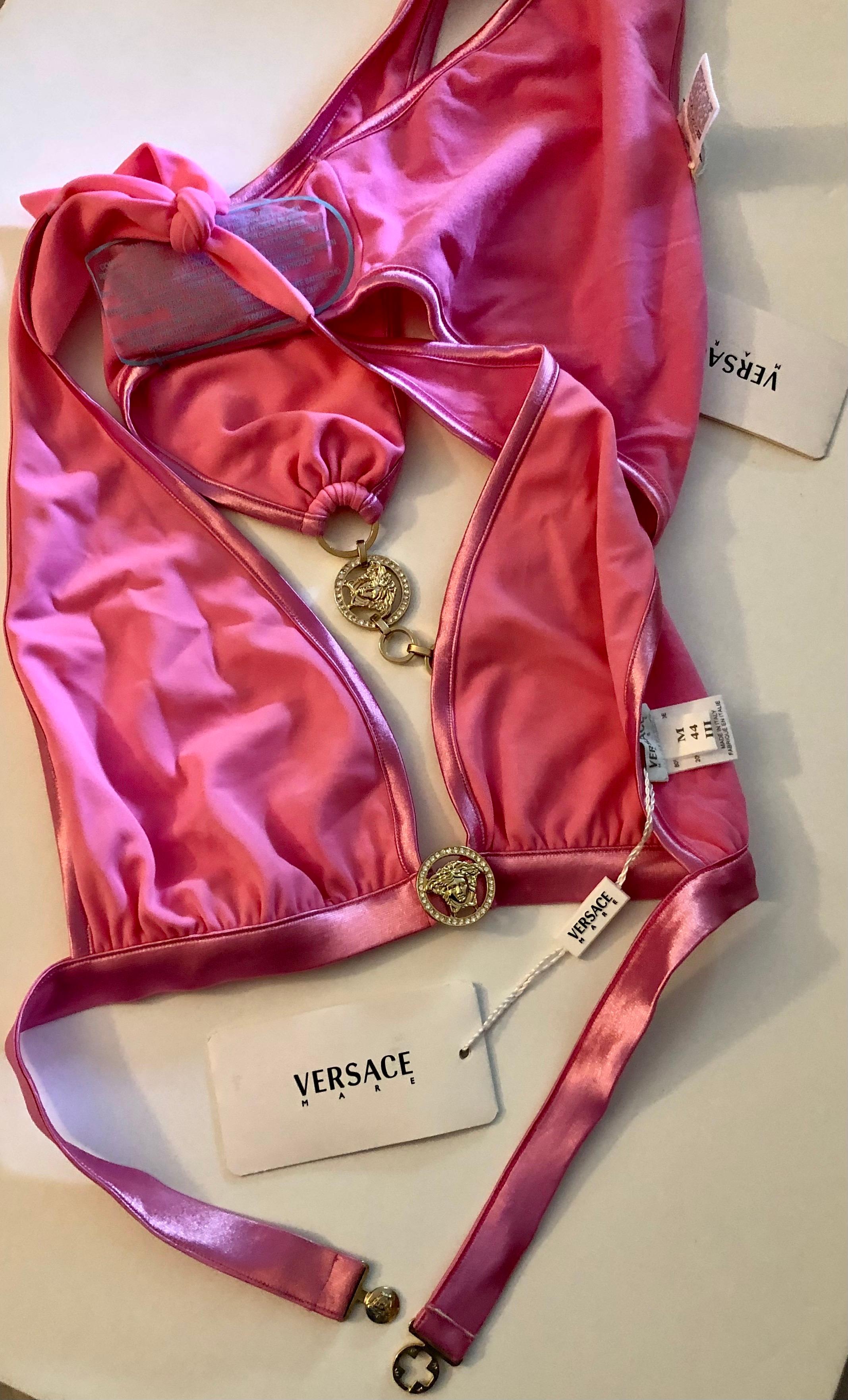 Versace S/S 2005 Crystal Embellished Two-Piece Bikini Set Swimsuit Swimwear NWT For Sale 3