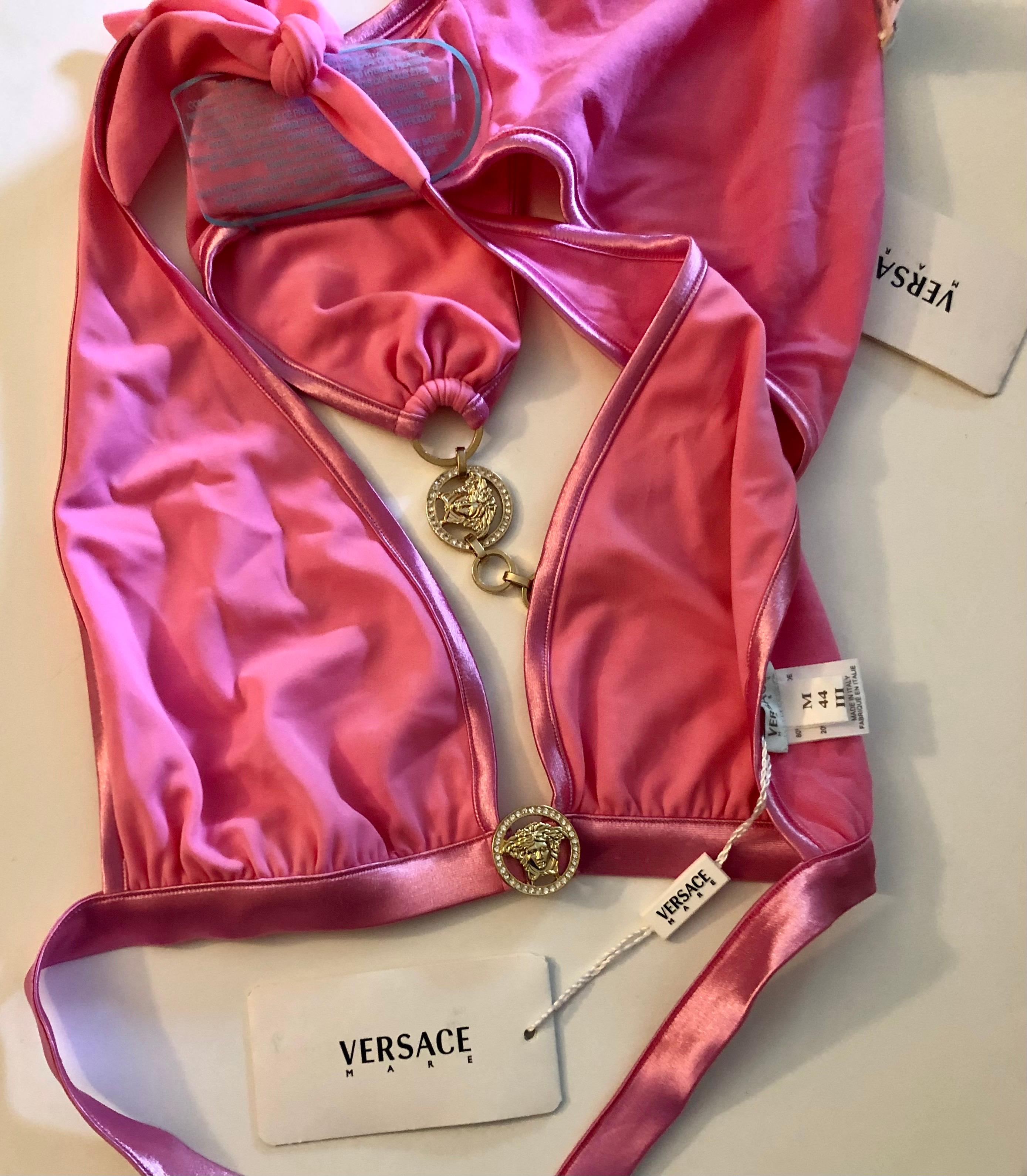 Versace S/S 2005 Crystal Embellished Two-Piece Bikini Set Swimsuit Swimwear NWT For Sale 4