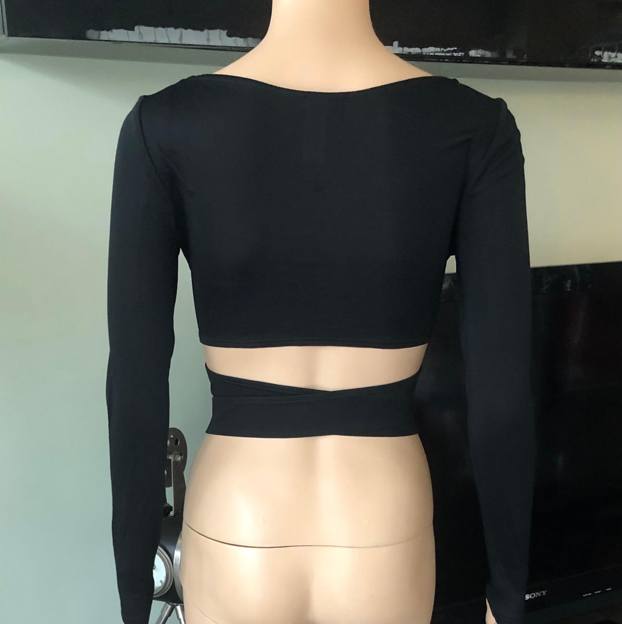 Women's or Men's Versace S/S 2005 Embellished Belted Plunging Wrap Crop Top For Sale