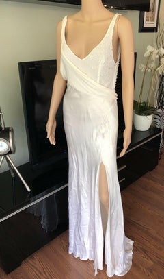 Abito Versace P/E 2005 impreziosito da ritagli sul retro, color avorio