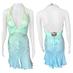 Versace S/S 2005 Embellished Medusa Logo Plunged Backless Mini Dress