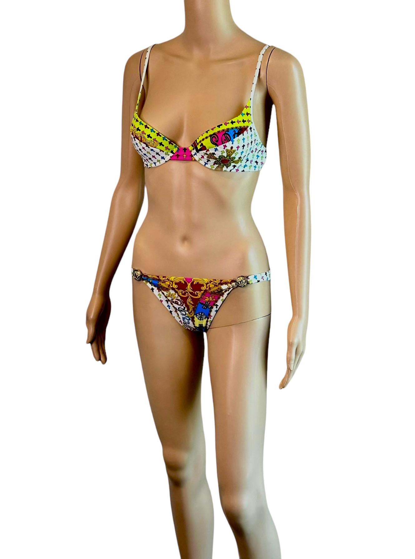 Versace S/S 2005 Medusa Logo Embellished Two-Piece Bikini Set Swimsuit Swimwear For Sale 6