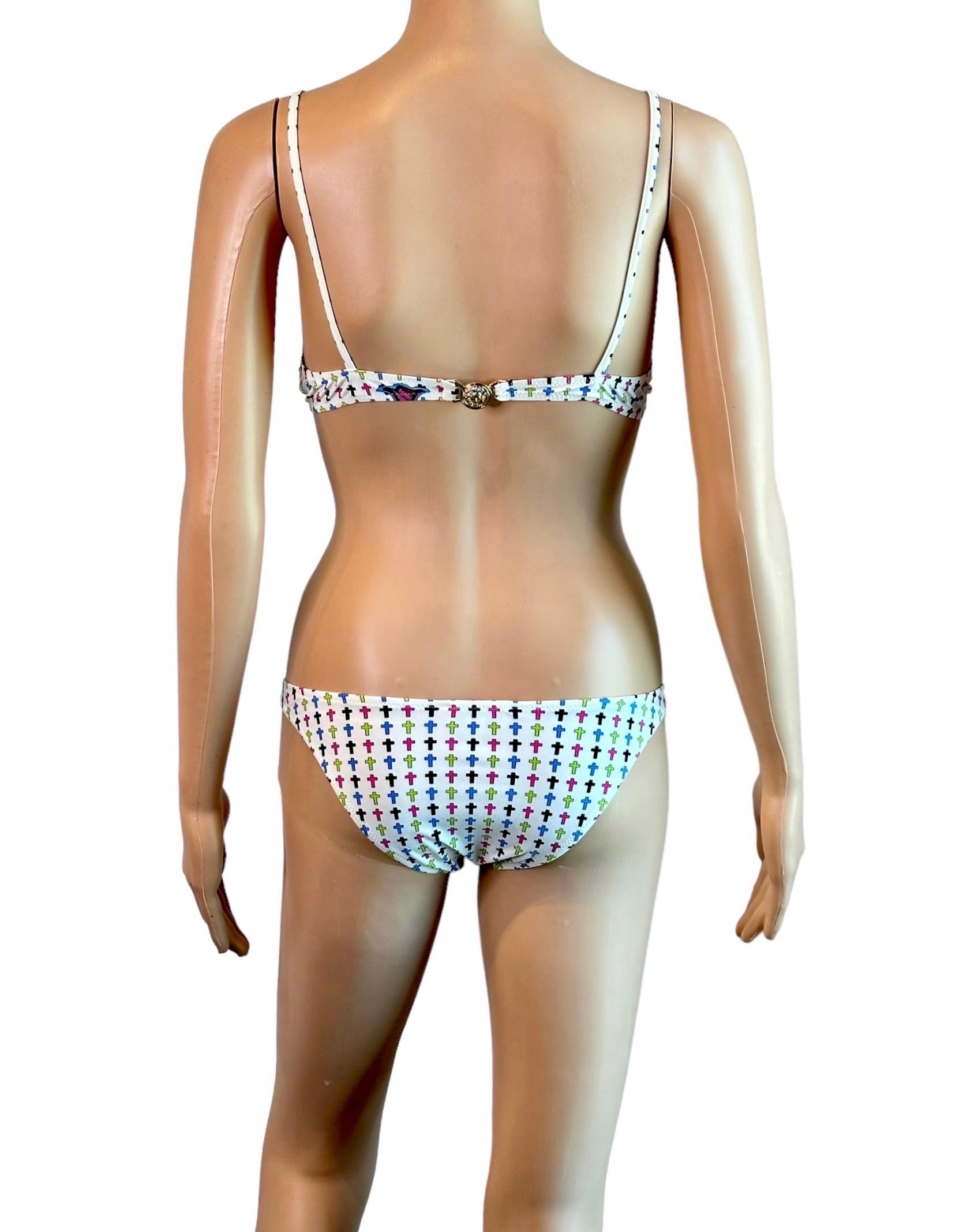Versace S/S 2005 Medusa Logo Embellished Two-Piece Bikini Set Swimsuit Swimwear For Sale 8