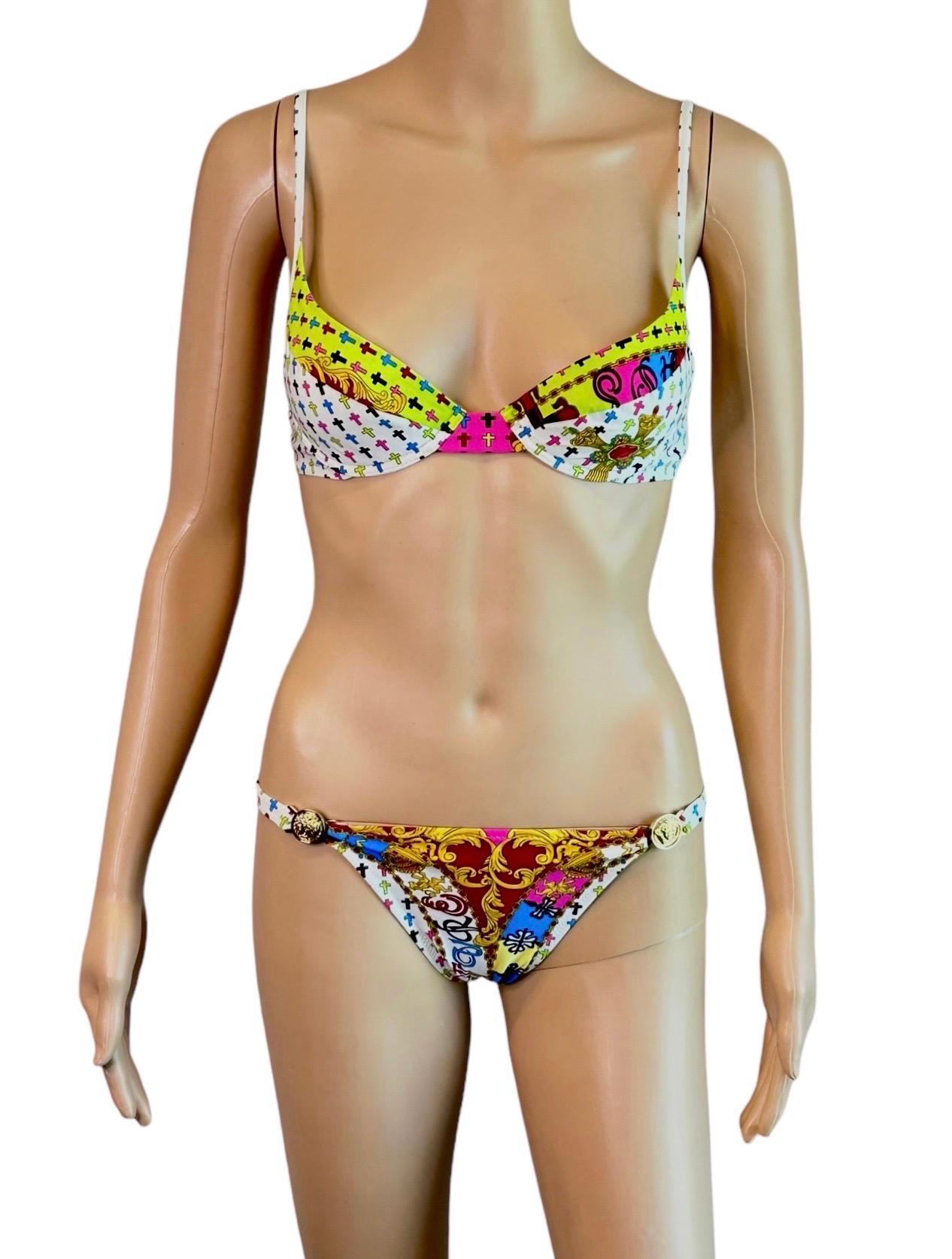 Versace S/S 2005 Medusa Logo Embellished Two-Piece Bikini Set Swimsuit Swimwear For Sale 1
