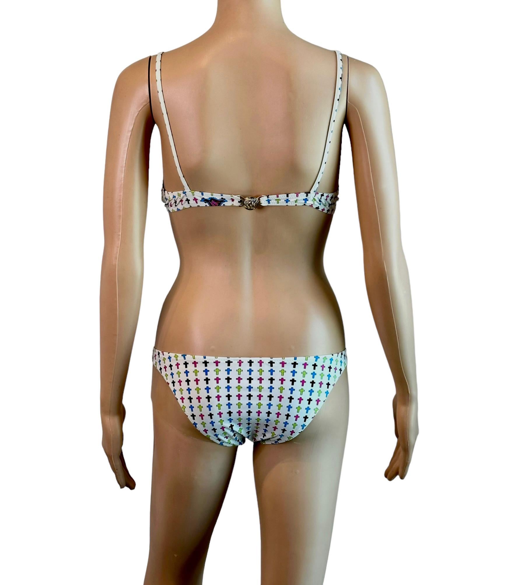 Versace S/S 2005 Medusa Logo Embellished Two-Piece Bikini Set Swimsuit Swimwear For Sale 2
