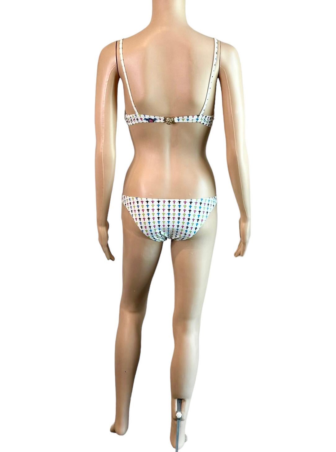 Versace S/S 2005 Medusa Logo Embellished Two-Piece Bikini Set Swimsuit Swimwear For Sale 4