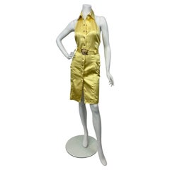 Versace S/S 2005 Vestido Seda Amarillo Espalda Abierta S: 42