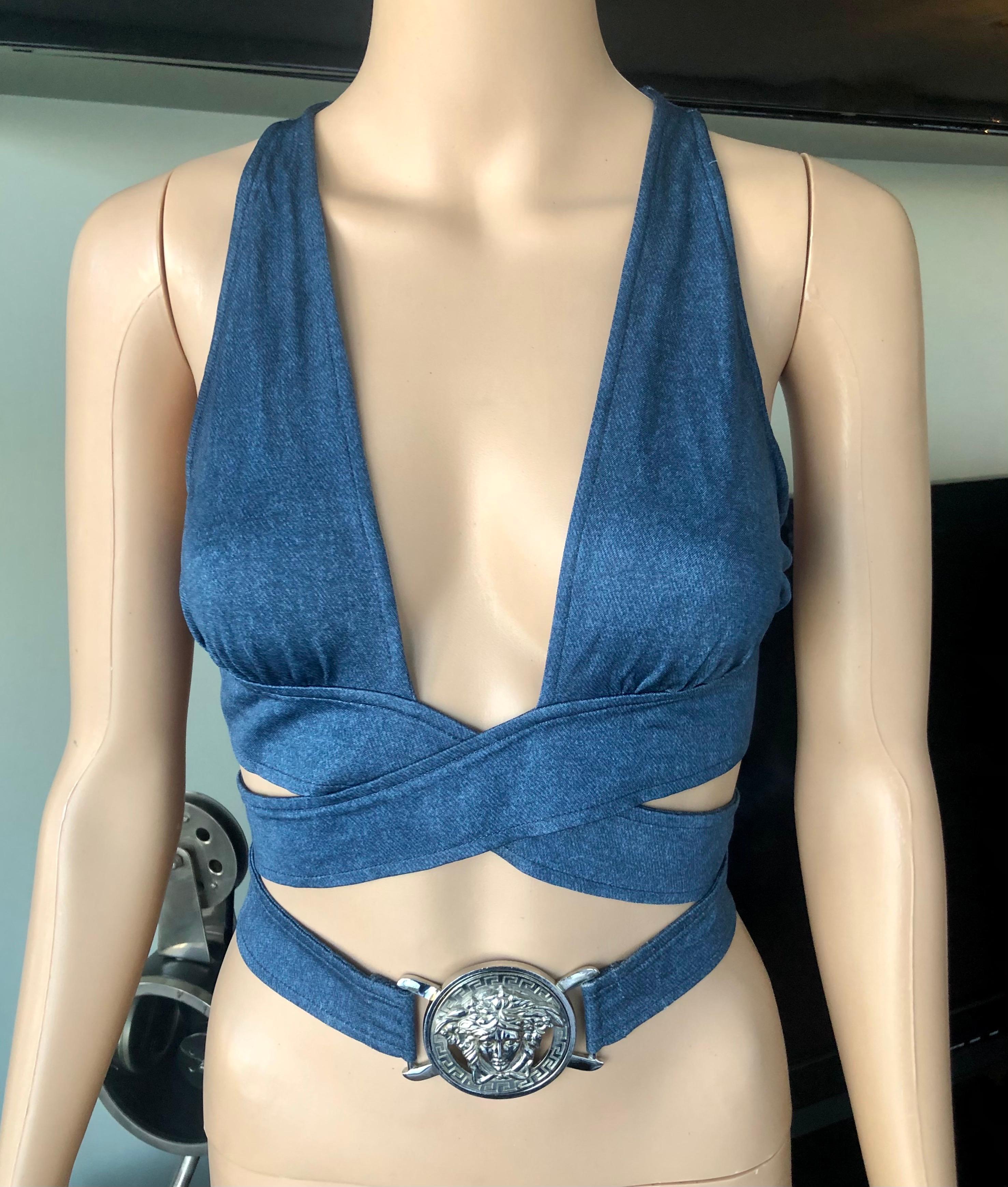 Versace S/S 2005 Plunging Wrap Crop Top IT 38